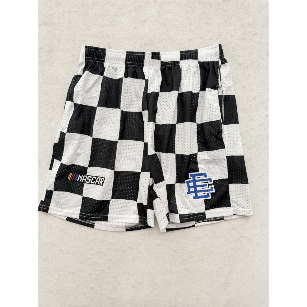 Eric Emanuel EE NASCAR Checkered Flag Mesh Shorts Size 2XL Black White Racing
